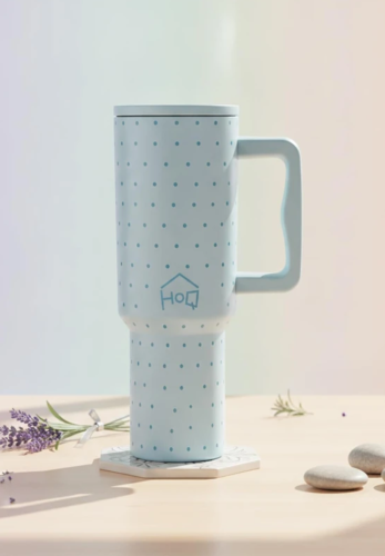 House of Quirk 1200ML Stainless Steel Tumbler with Handle & Lid,